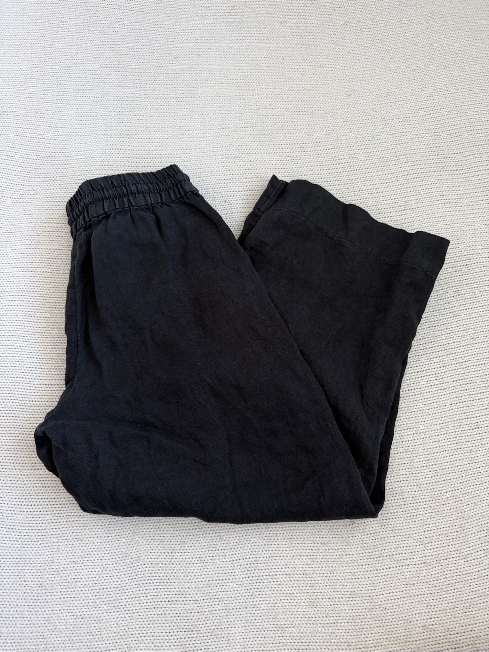 J Crew Linen Wide Leg Cropped Pants Black Size XS